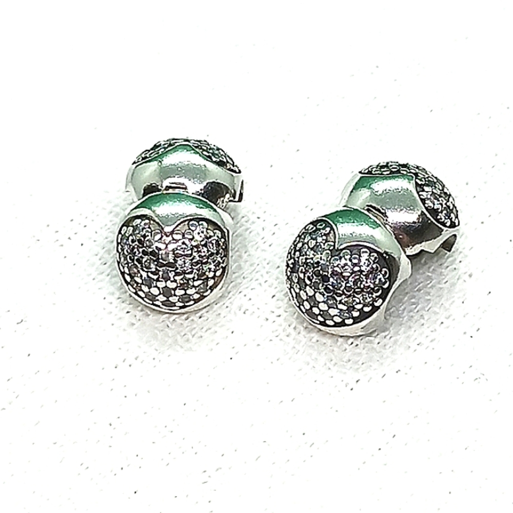 Pandora Clear Pave Heart Sterling Silver Clips - Picture 3 of 8